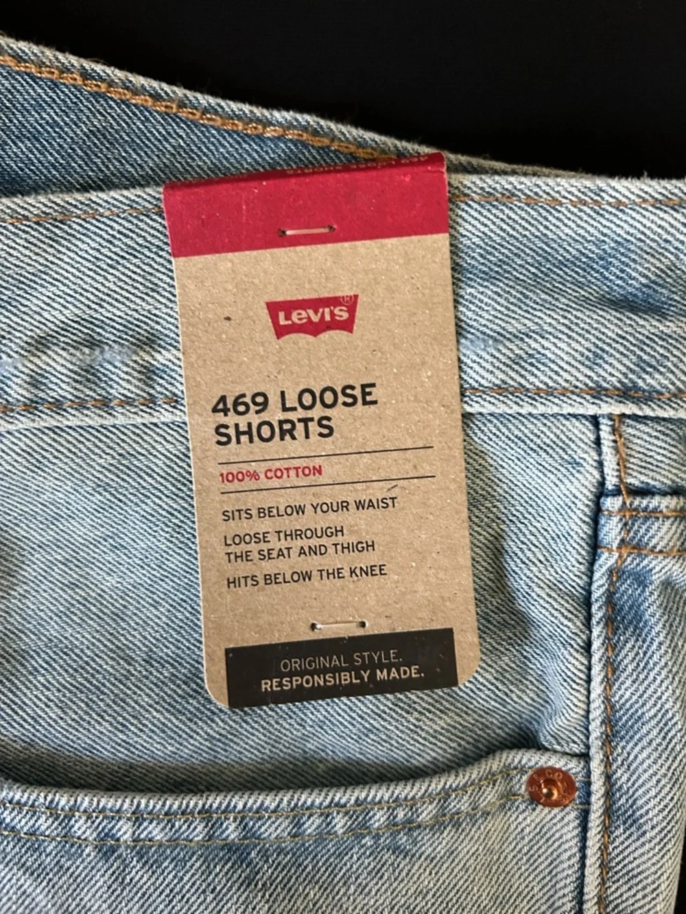 Levi's 469 Denim Shorts Big Men's Size 52 Blue Loose Fit Cotton Raw Hem
